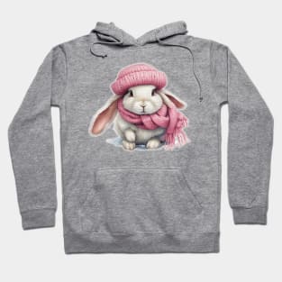 Adorable cute rabbit wearing a pink hat and scarf Hoodie